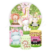 Safari Themed Round Backdrop and Cylinders Kit for Kids