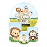 Safari Themed Round Backdrop and Cylinders Kit for Parties