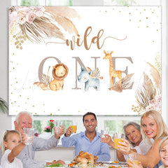 Lofaris Safari Themed Simple Wild One Happy Birthday Backdrop