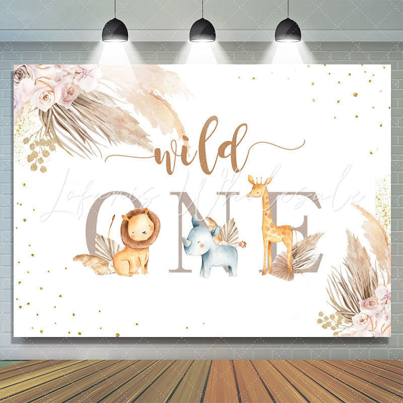 Lofaris Safari Themed Simple Wild One Happy Birthday Backdrop