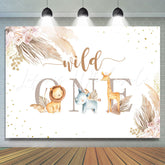 Lofaris Safari Themed Simple Wild One Happy Birthday Backdrop