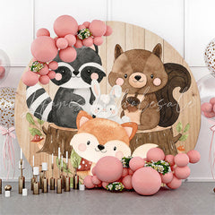 Lofaris Safari Wild Cute Animal Birthday Round Backdrop