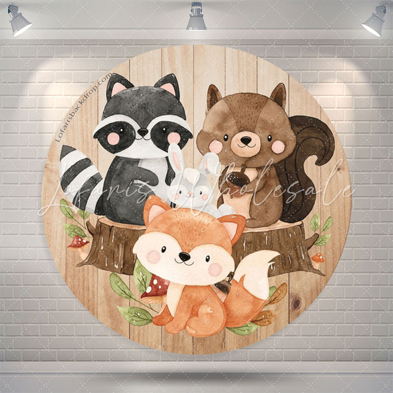 Lofaris Safari Wild Cute Animal Birthday Round Backdrop