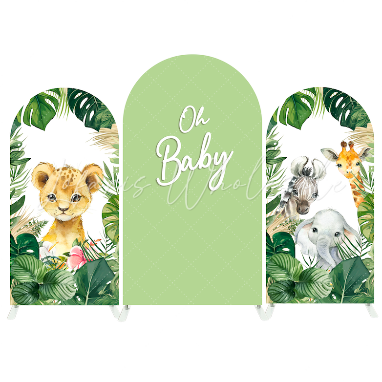 Oh Baby Safari Wild Jungle Animal Birthday Baby Shower Party Arch Backdrop Wall Cloth Cover