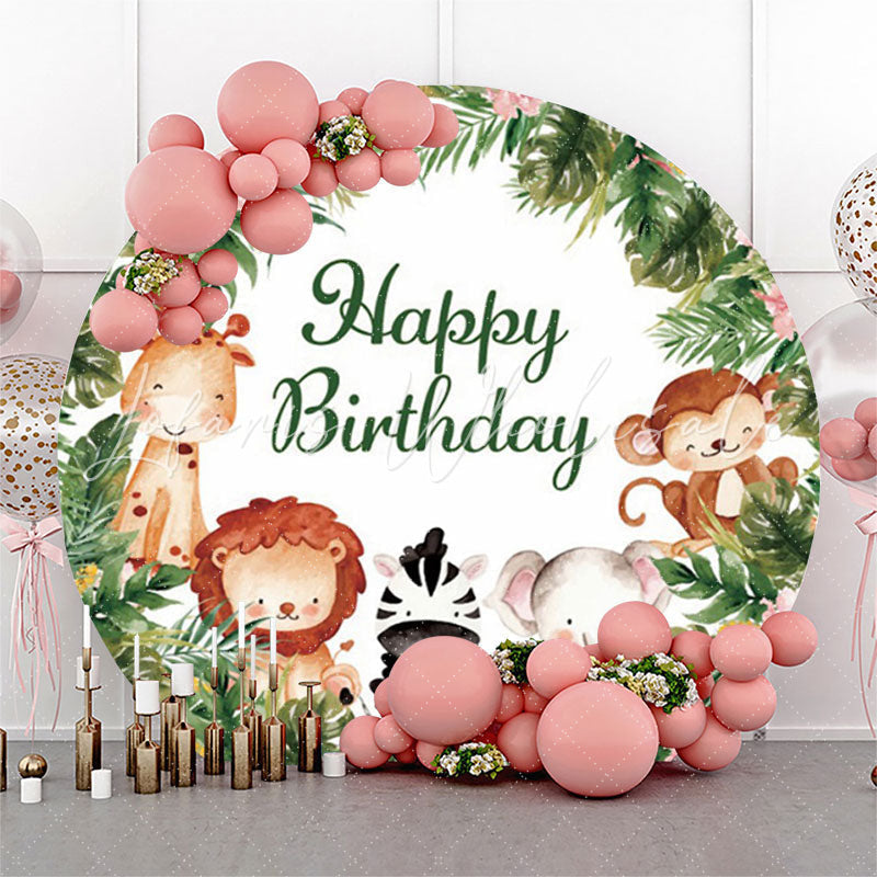 Lofaris Safari Wild Jungle Circle Birthday Backdrop For Boys