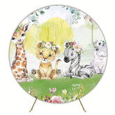 Safari with Flowers Exotic Round Backdrop for Jungle Party