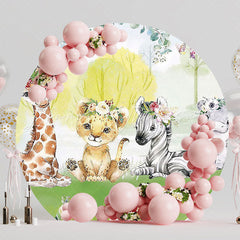 Safari with Flowers Exotic Round Backdrop for Jungle Party