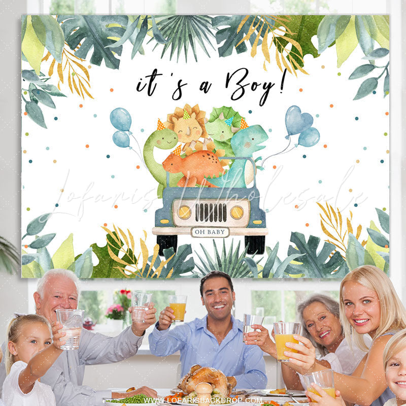 Lofaris Safaris Jungle Car With Balloons Baby Shower Backdrop