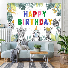 Lofaris Safaris Jungle Leaves Themed Happy Birthday Backdrop