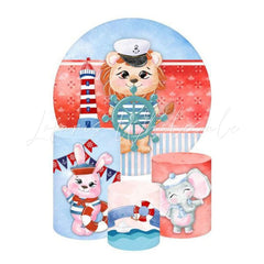 Sailor Animals Themed Round Backdrop and Cylinder Kit for Parties