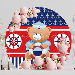 Sailor Teddy Bear Round Backdrop for Baby Shower Celebration