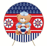 Sailor Teddy Bear Round Backdrop for Baby Shower Celebration