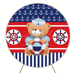 Sailor Teddy Bear Round Backdrop for Baby Shower Celebration