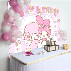 Sanrio Cute My Melody Pink Strawberry Birthday Party Backdrop