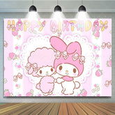 Sanrio Cute My Melody Pink Strawberry Birthday Party Backdrop