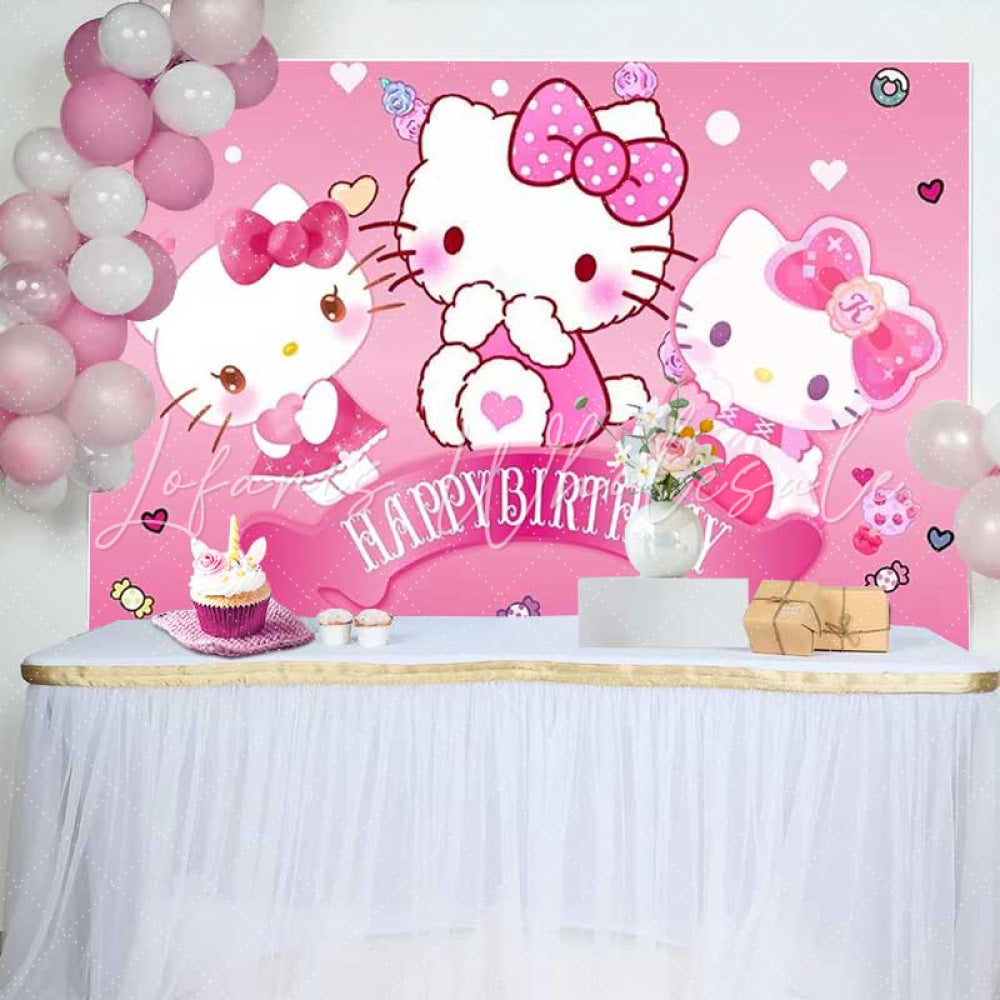 Sanrio Hello Kitty Birthday Decorations Backdrop For Kids Girls