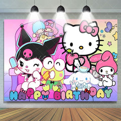 Sanrio Kawaii And Friends Happy Birthday Decorations Backdrop For Kids