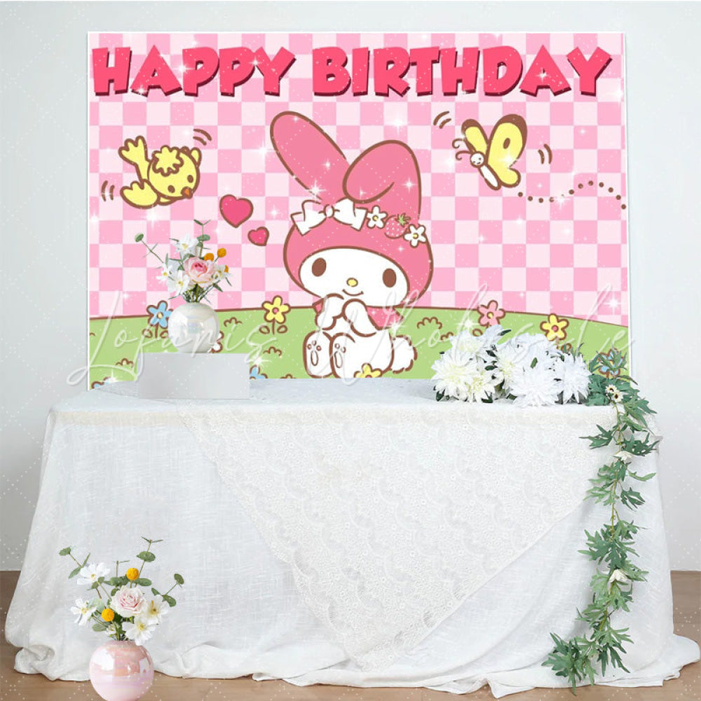 Sanrio Pink Bunny Melody Birthday Party Decoration Backdrop