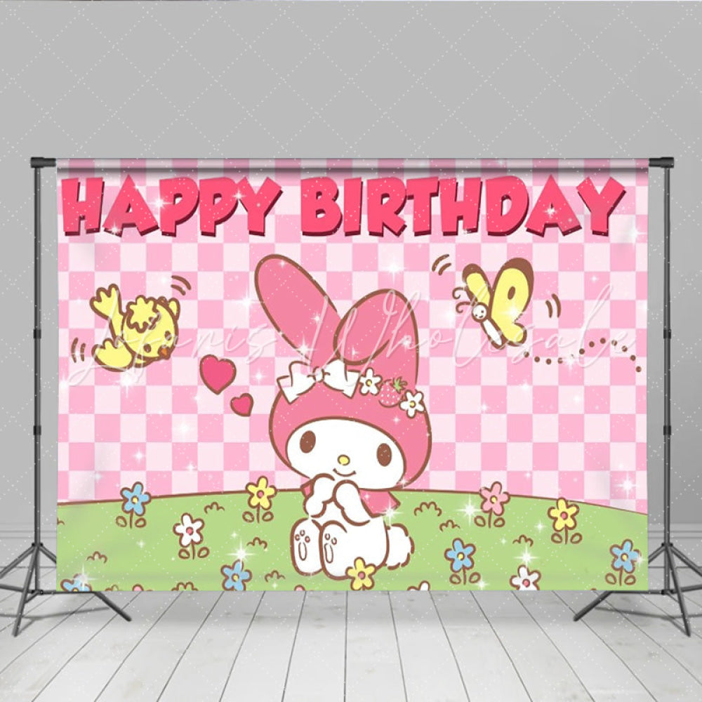 Sanrio Pink Bunny Melody Birthday Party Decoration Backdrop
