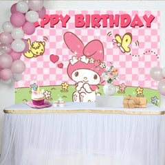Sanrio Pink Bunny Melody Birthday Party Decoration Backdrop