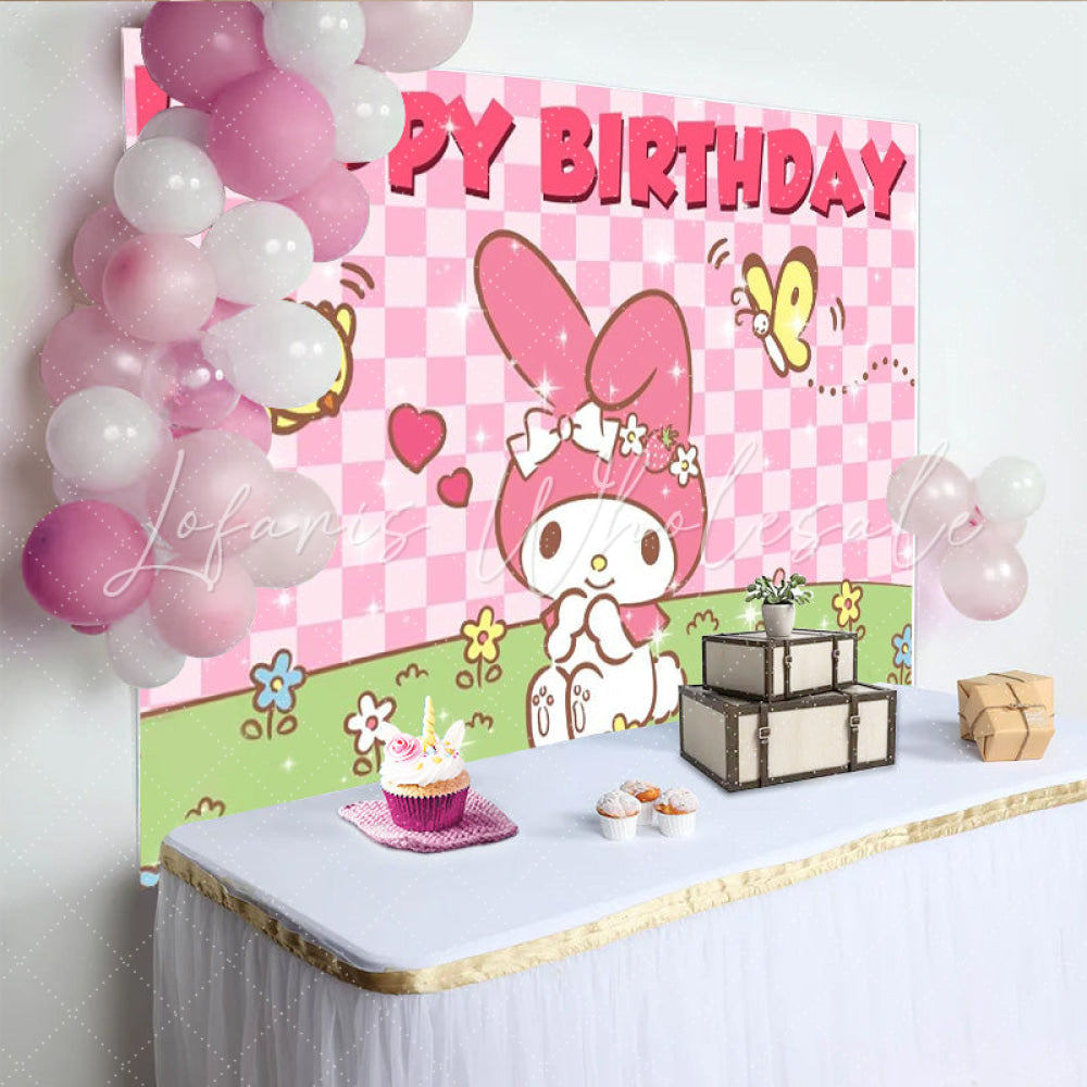Sanrio Pink Bunny Melody Birthday Party Decoration Backdrop