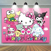 Sanrio Pink Cat And Friends Birthday Decorations Backdrop For Kids