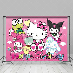 Sanrio Pink Cat And Friends Birthday Decorations Backdrop For Kids