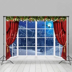 Lofaris Santa Claus Flying Over The Moon Christmas Backdrop