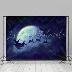 Lofaris Santa Claus Moon Elks Sleigh Christmas Backdrop
