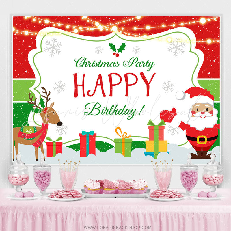 Lofaris Santa Claus With Deer Christmas Party Birthday Backdrop