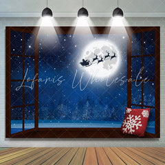 Lofaris Santa Claus With Snow Moon Night Merry Christmas Backdrop
