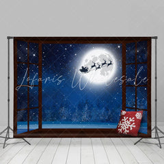 Lofaris Santa Claus With Snow Moon Night Merry Christmas Backdrop