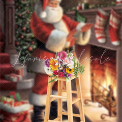 Lofaris Santa Fireplace Gift Pack Photo Christmas Backdrop