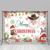 Lofaris Santa Snow Poinsettia Green Red Christmas Backdrop