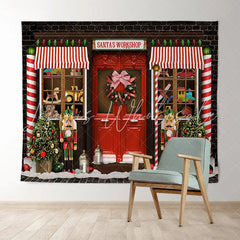 Lofaris Santas Workshop Theme Holiday Merry Christmas Backdrop