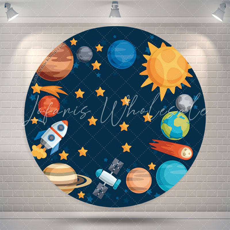 Lofaris Satellite Star Planet Theme Round Backdrop For Party