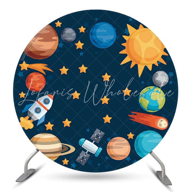 Lofaris Satellite Star Planet Theme Round Backdrop For Party