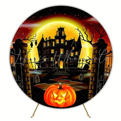 Scary Mansion Round Backdrop for Haunted Party