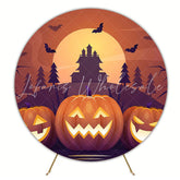 Scary Pumpkins Round Backdrop for Halloween Party
