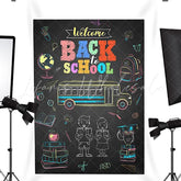 Lofaris School bus book chalk drawing back to school Backdrop