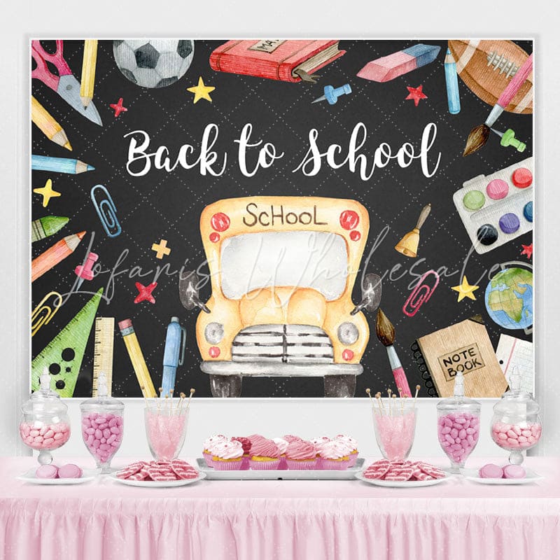 Lofaris School Bus Classroom stationery Back to Backdrop