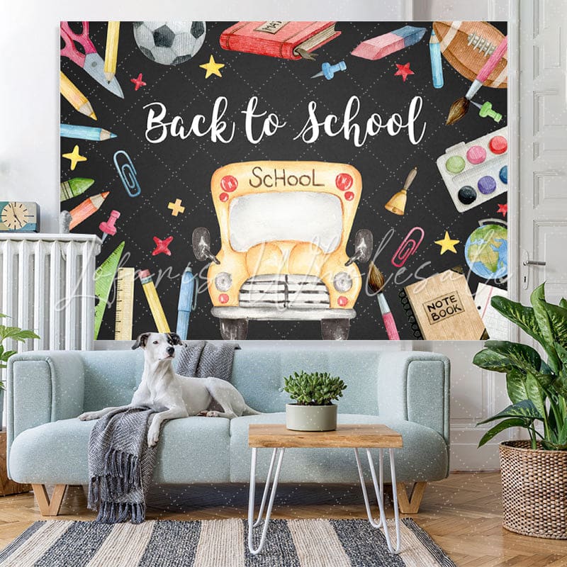 Lofaris School Bus Classroom stationery Back to Backdrop