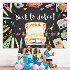 Lofaris School Bus Classroom stationery Back to Backdrop