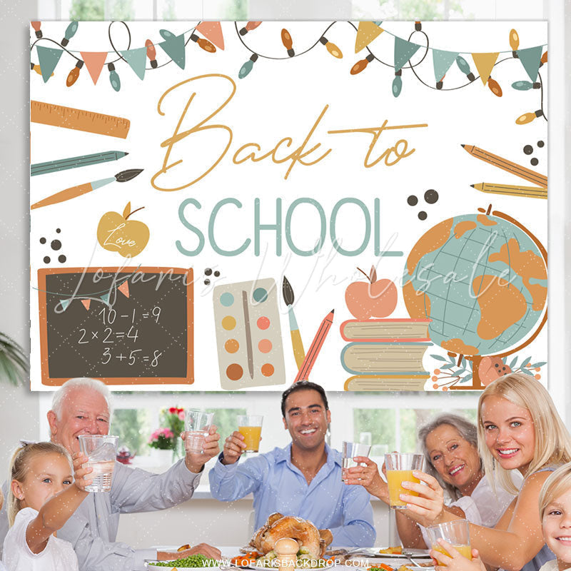 Lofaris School Little Pattern And Flags Back To Backdrop