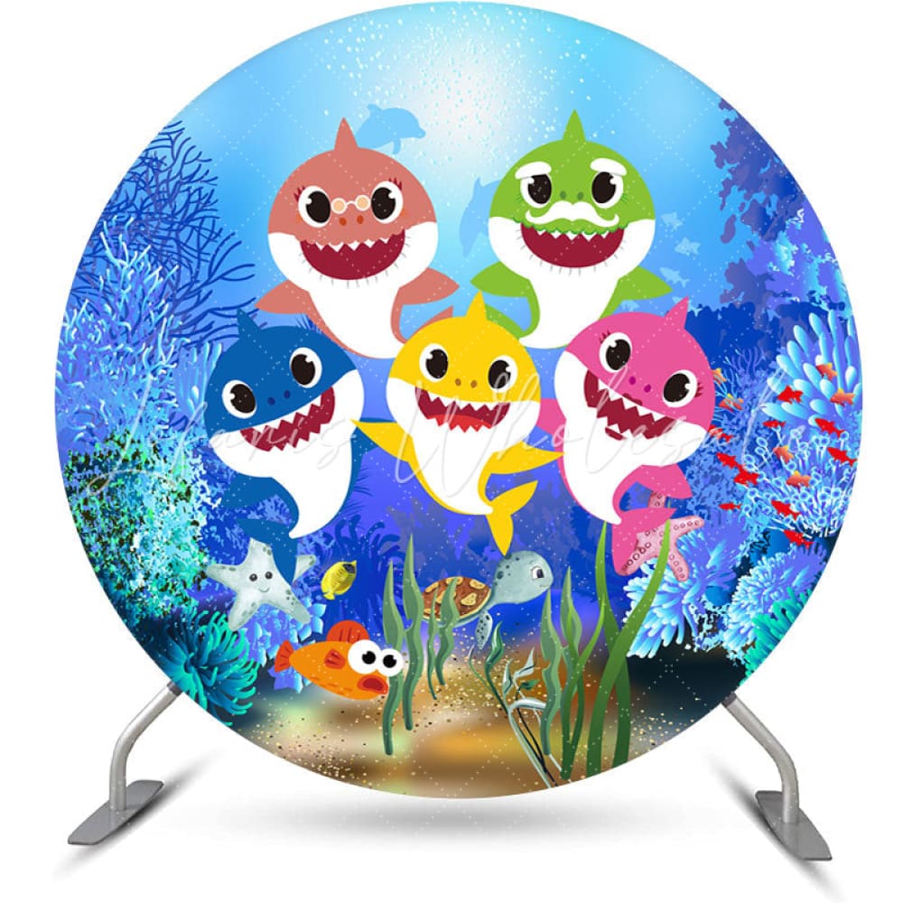 Lofaris Sea Wolrd Shark Round Kids Birthday Party Backdrop Kit