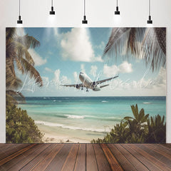 Lofaris Seaside Aeroplane Coconut Palm Birthday Backdrop