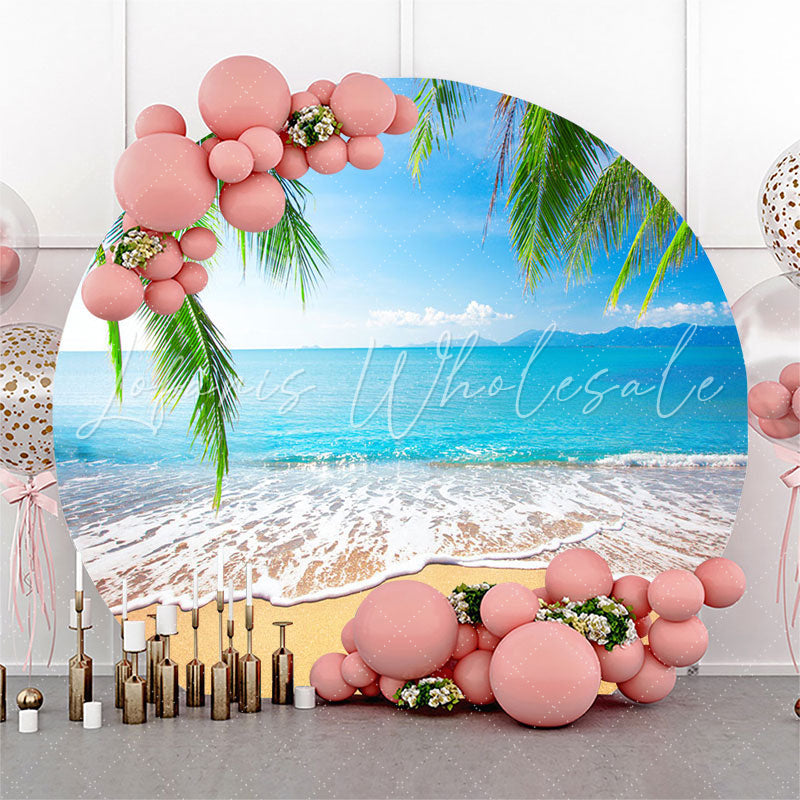 Lofaris Seaside Beach Coconut Leaf Party Round Backdrop