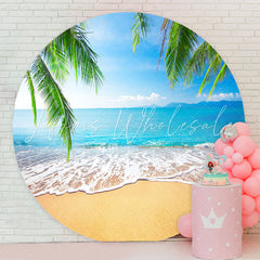 Lofaris Seaside Beach Coconut Leaf Party Round Backdrop