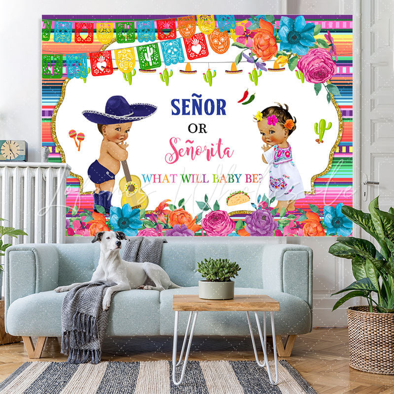 Lofaris Senor and Senorita Cute Backdrop for Baby Shower