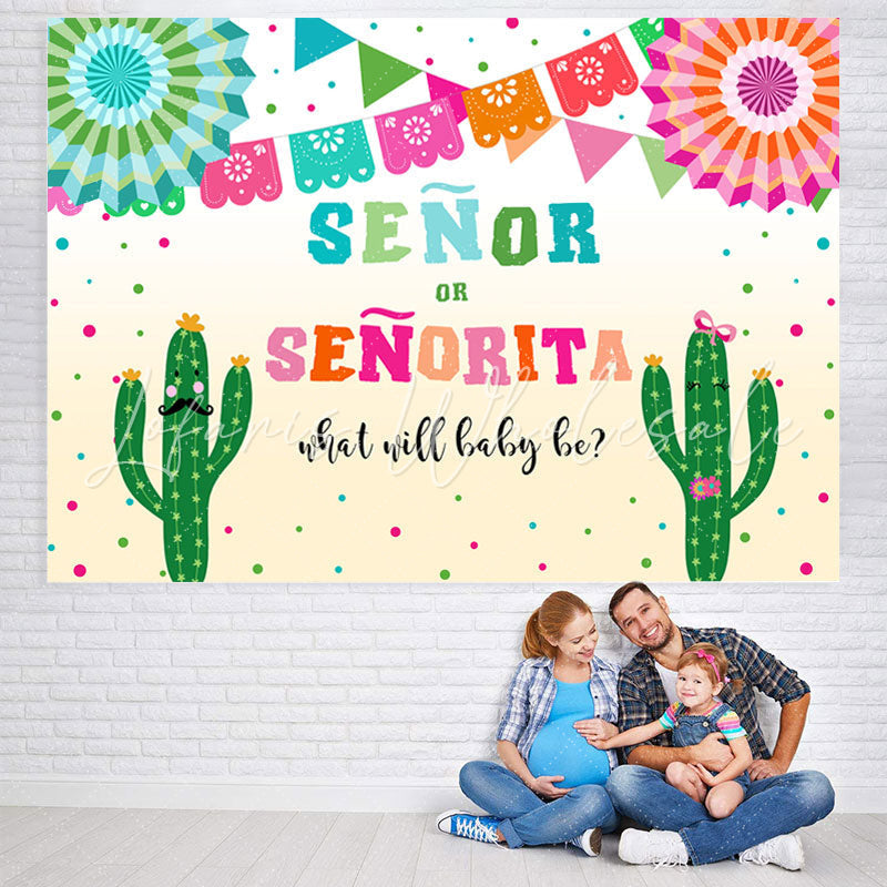 Lofaris Senor Or Senorita With Cactus Baby Shower Backdrop